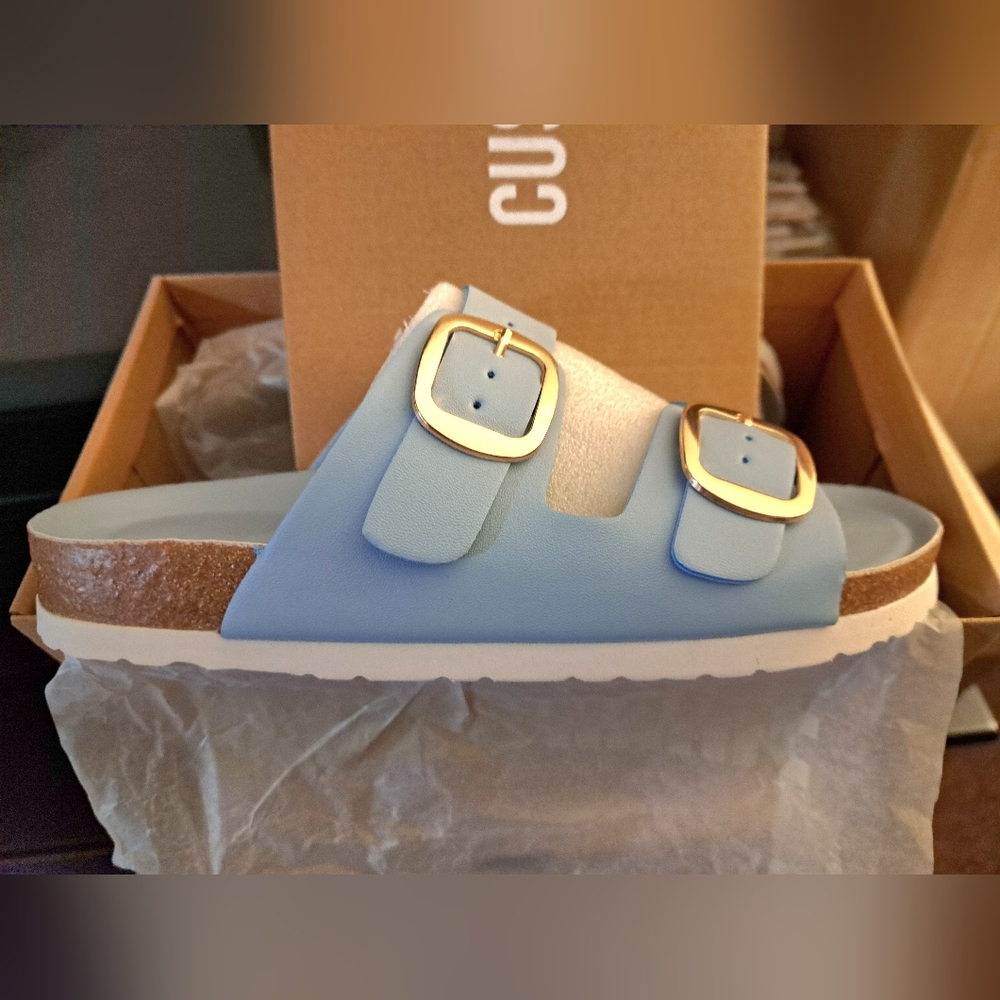 CUSHSIONAIR slip on SANDLES double straps BRAND NEW in original box SIZE 8 & 8.5